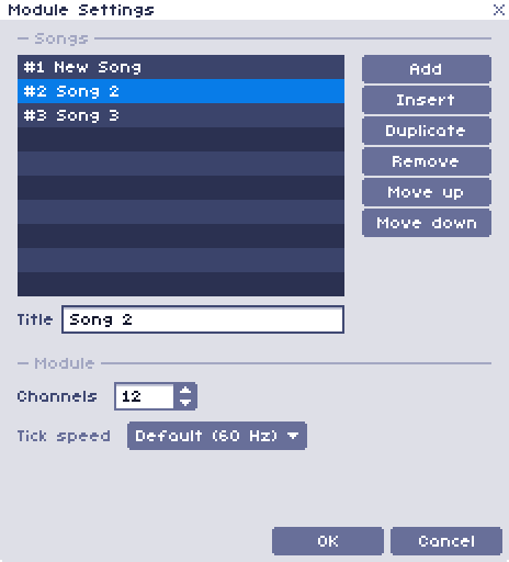 The module settings window