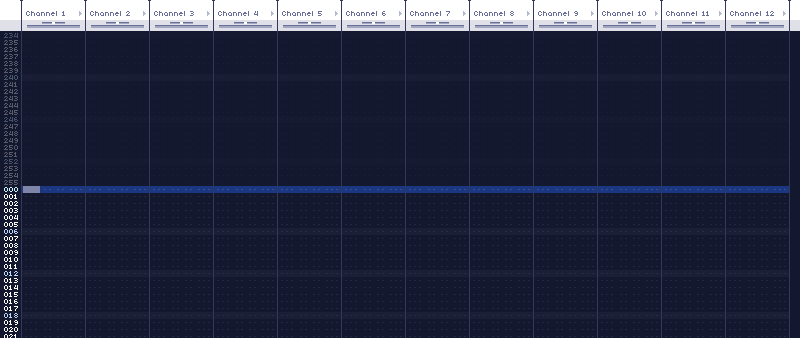 The frame editor, showing channels 1 through 12