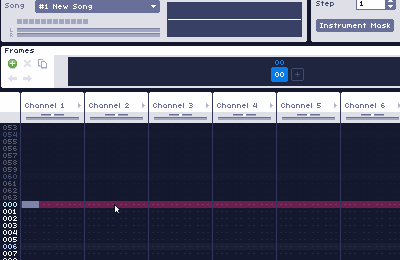 Animated image of a melody being typed into the pattern editor