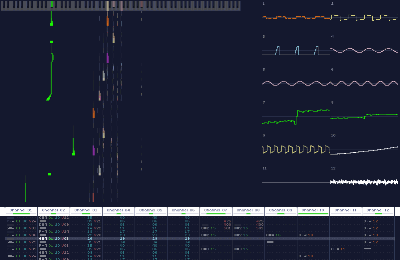 An animated image of a song being played in the visualizer.